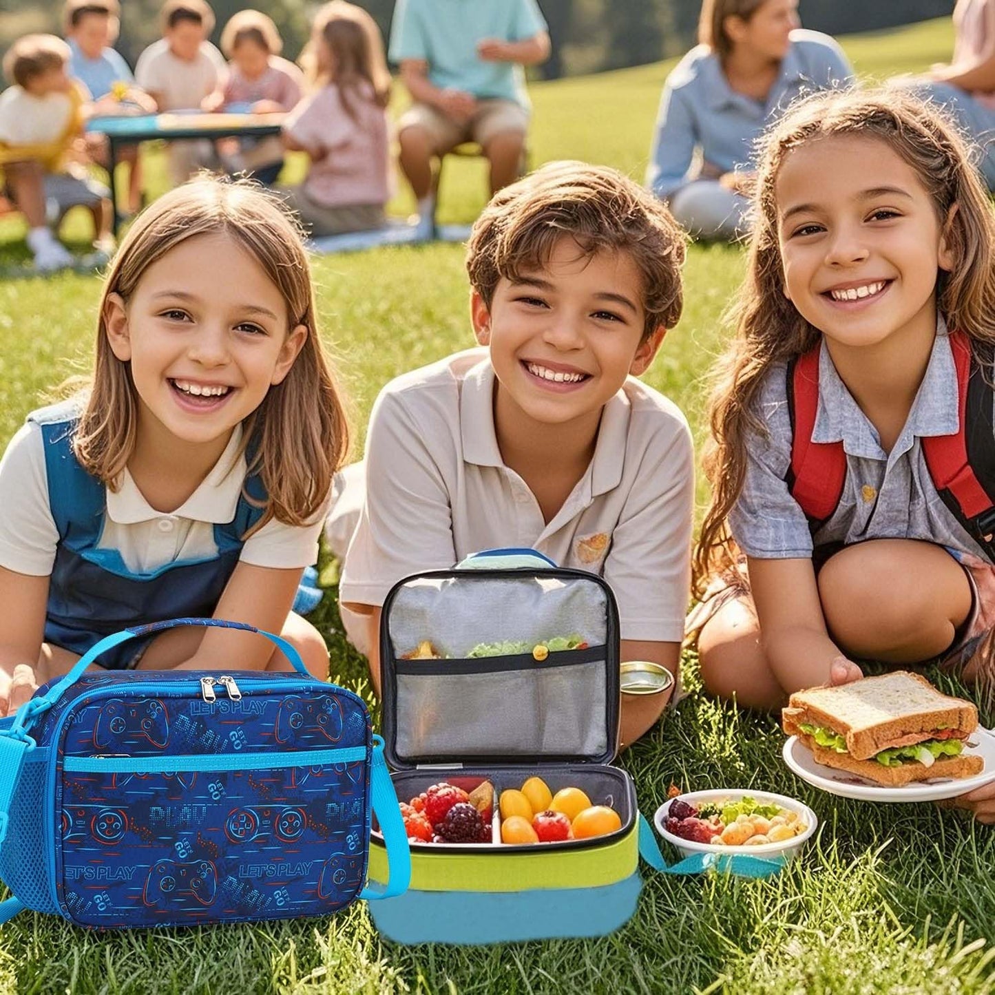 RHCPFOVR Kids Initial Lunch Bag - Insulated Lunch Box for Boys Girls,Washable Lunch Bag and Reusable Toddler Leak-proof Lunchbox for School and Daycare - Colors A