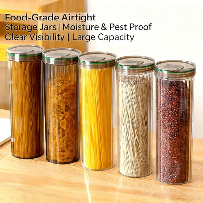 Airtight Spaghetti Container Storage Clear Pasta Holder Organizer | Eleven Inch Vertical Pasta Storage Canister Fits Full Length Noodles Cereal Rice Two Pack