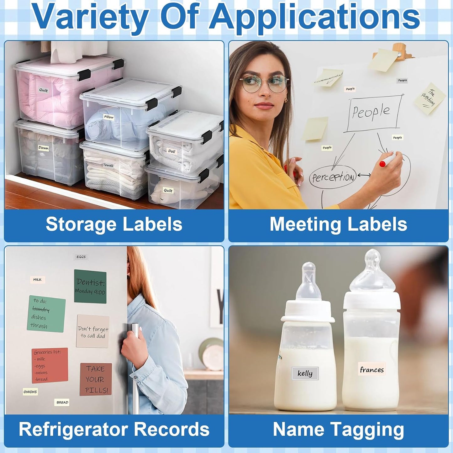 480 Pcs Dry Erase Labels, Dry Erase Stickers, Waterproof Sticker Labels, Removable Labels Easy Peel Off, Reusable Sticky Notes for Food Containers, Office (Retro, Small)