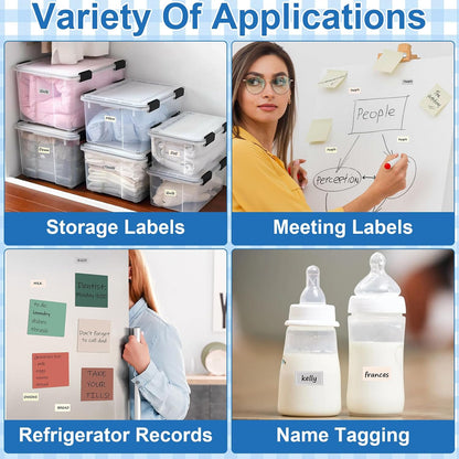 480 Pcs Dry Erase Labels, Dry Erase Stickers, Waterproof Sticker Labels, Removable Labels Easy Peel Off, Reusable Sticky Notes for Food Containers, Office (Retro, Small)