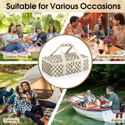 Insulated Casserole Carrier, Portable Casserole Carrier for Hot or Cold Food Lunch Tote Warmer or Cooler Bag, Lasagna Lunch Bag for Potluck Parties- Fits 9" x 13" Baking Dish-Charcoal Grey