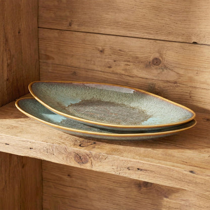 Serving Platter Olives Plate Set of 2, Large Serving Tray for Entertaining, Porcelain Trays and Platters, Salad Appetizer Tray,Dishwasher & Microwave Safe, Royal blue 14.5 Inch