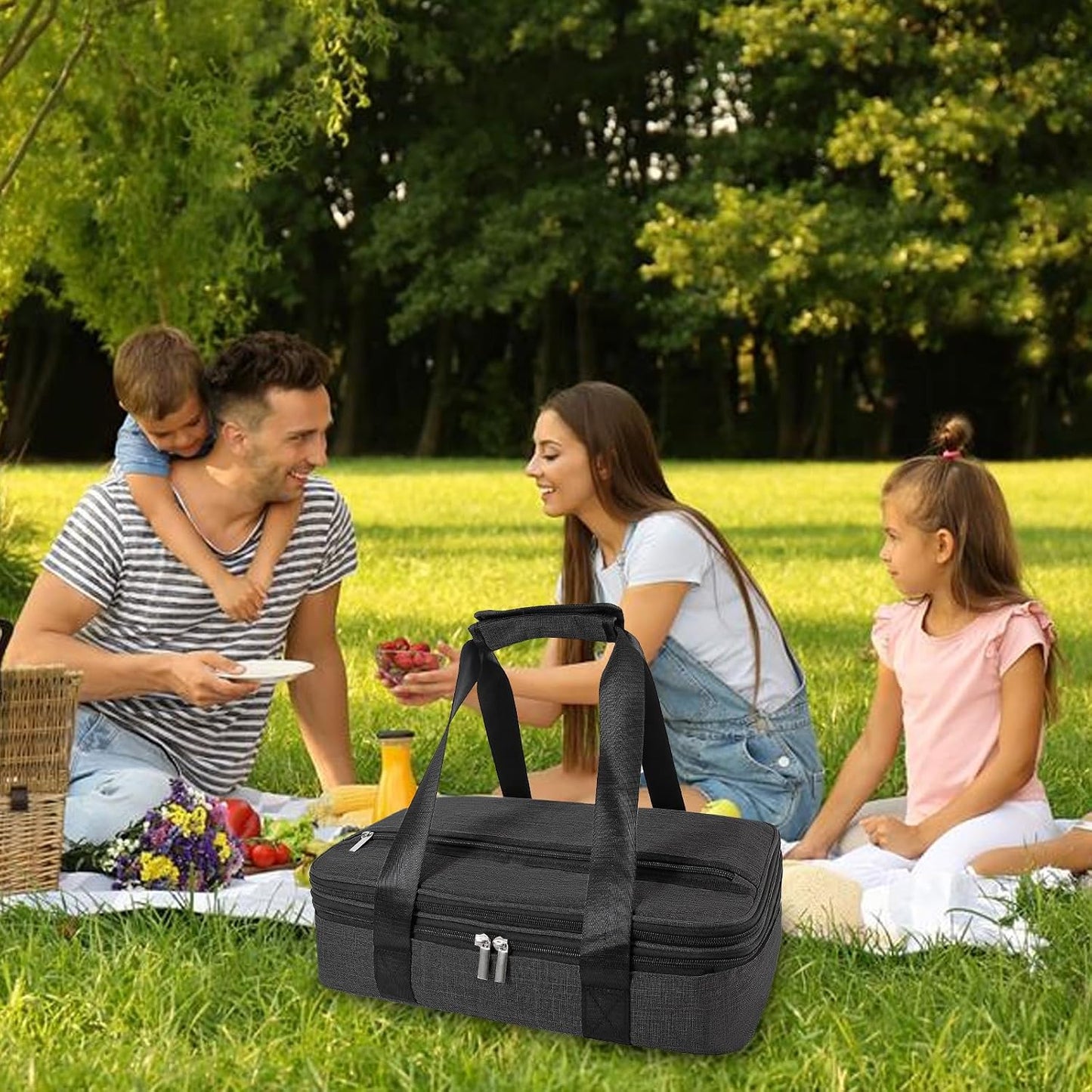 Insulated Casserole Carrier Fits Pioneer Woman Kitchen Stuff & 9x13 Baking Dish, Large Lasagna Lugger Tote, Leakproof Thermal Food Warmer Bag for Potluck, Picnic, Travel, Hot/Cold Food & Mom Gifts
