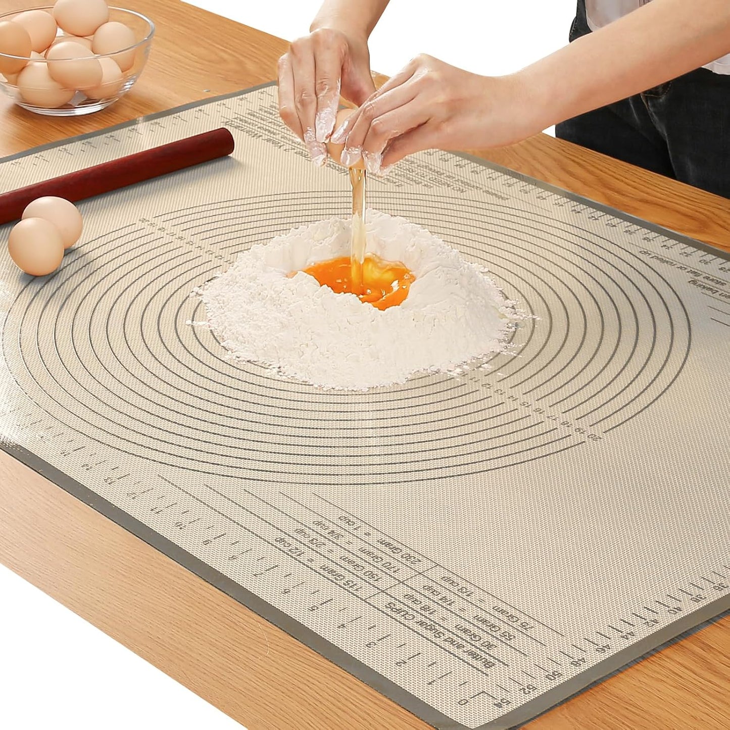 Silicone Pastry Mat 36x24 Inch Nonstick Baking Mat -Perfect for Dough, Pastry, Dough Rolling, Kneading Board, Pie Crust, Fondant, Pasta/Pizza, Kitchen Counter Mat