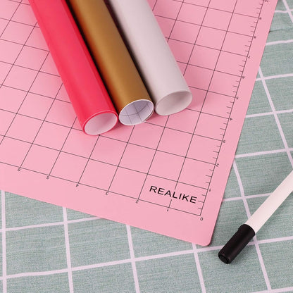 REALIKE 12x12 Light Cutting Mat Compatible with Cricut Maker 3/Maker 4/Maker/Explore 3/4/Air 2/Air/One(3 Mats), Gridded Adhesive Non-Slip Cut Mat for Crafts, Quilting, Sewing and All Arts