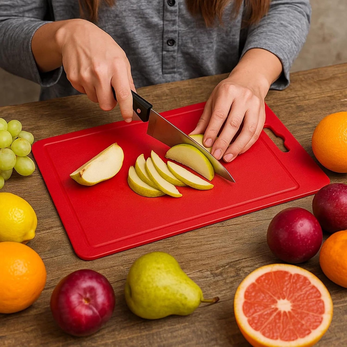 Silicone Kitchen Cutting Board with Handle – 16.8"x10.2" Foldable, Flexible, Large Chopping Mat, Heat Resistant Hot Pad, Non-Slip, Dishwasher Safe, Food Prep Board for Camping, Travel, Made in Korea