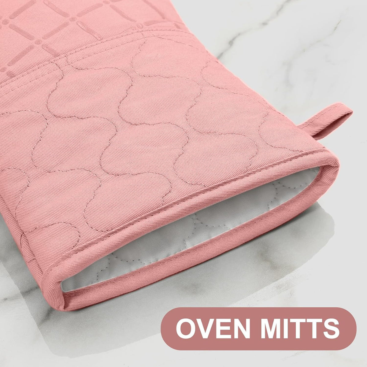 Oven Mitts Kitchen Towels and Dishcloths Pot Holders Sets, Oven Gloves Kitchen Dish Towels 500 Degree Heat Resistant Potholders with Non-Slip Silicone Surface for Cooking, Grilling, Baking-Gray