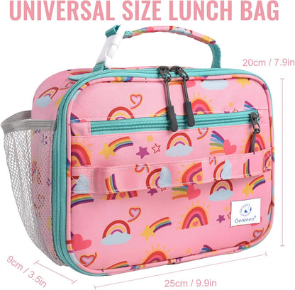 Genteen Lunch Box Kids, Insulated Lunch Bag Kids Boys Girls Back to School, Soft Lunch Box for Men Reusable Lunchbox for Office,Outdoor,School (Black)
