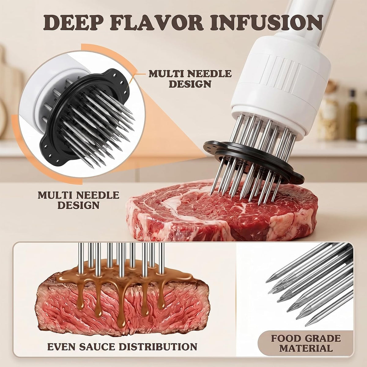Sauce Injector Meat Tenderizer 1 Pack For BBQ Turkey Chicken Poultry