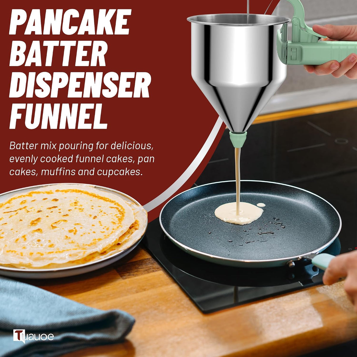 40oz Pancake Batter Dispenser with Squeeze Handle, Space Gray