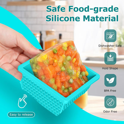 Silicone Freezer Molds for Soup Cube - 2-Cup Freezer Storage Container Tray with Lid,4 Pack Stackable Ice Cube Trays for Portion Control,Food Storage Meal Prep,Oven & Dishwasher Safe