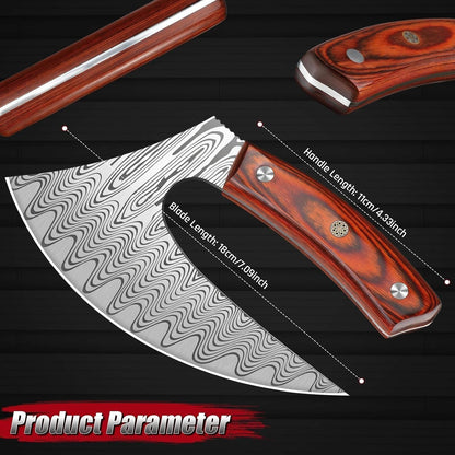 ROCOCO Pizza Cutter Ulu Knife – Full Tang Mezzaluna Rocker Knife