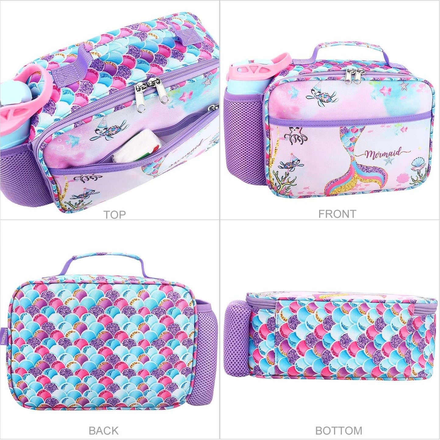 RHCPFOVR Kids Lunch Bag - Insulated Lunch Box for Boys Girls,Washable Lunch Bag and Reusable Toddler Leak-proof Lunchbox for School and Daycare - Colors B