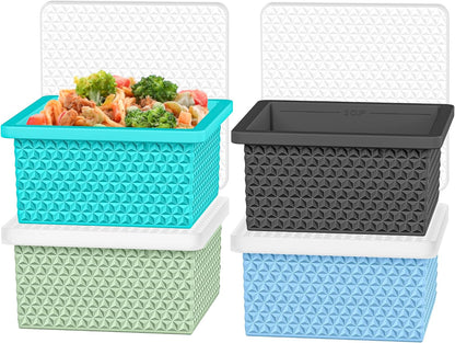 Silicone Freezer Molds for Soup Cube - 2-Cup Freezer Storage Container Tray with Lid,4 Pack Stackable Ice Cube Trays for Portion Control,Food Storage Meal Prep,Oven & Dishwasher Safe