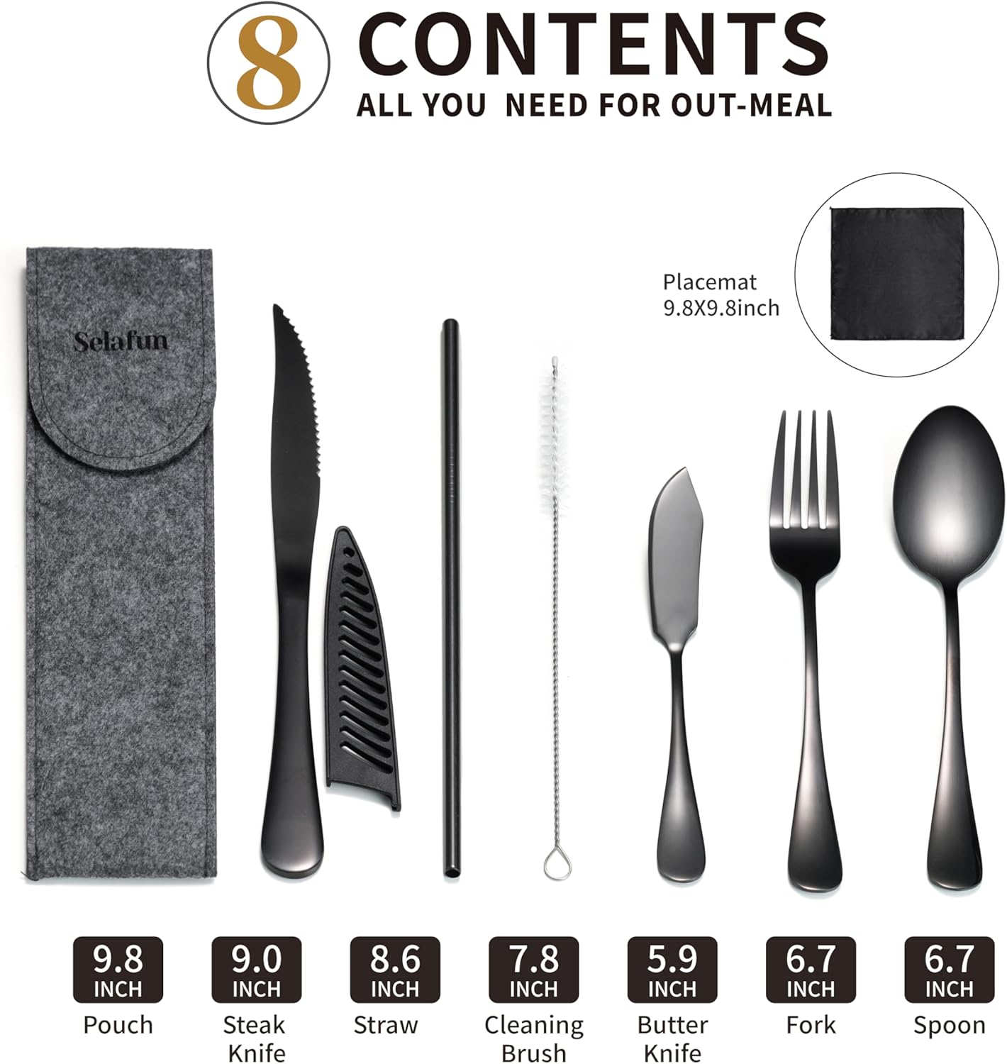 Camping Cutlery Set: Premium Portable Silverware Set with Case for Lunch Box, Travel, and Work Durable, Eco-Friendly, and Compact Utensils Including Fork, Spoon, and Knife for Adults on the Go