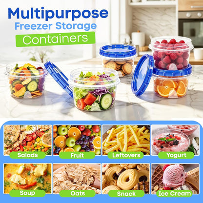 Freezer Storage Containers, 10 Pack-32 Oz Food Storage Containers with Twist Top Lids,BPA Free, Reusable, Meal Prep,Microwave and Dishwasher Safe