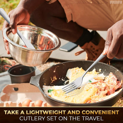 8-Piece Travel Silverware Set with Case – Stainless Steel Reusable Utensils for Camping, Picnic, Work, Lunch Box, and Travel Dishwasher Safe, Compact and Portable – Great for On-the-Go Meals