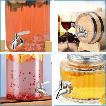 Lulonpon 6L(1.6 Gallon) Glass Drink Dispenser, Beverage Dispenser with Stainless Tap, Glass Water Juice Dispensers with Metal Stand, Water Jug with Tap Perfect for Parties,Weddings,Birthdays