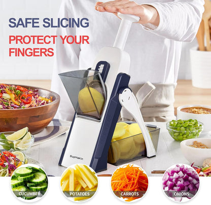 SUPMAKIN Safe Mandoline Slicer, Adjustable Vegetable Food Slicer and Chopper, Potato Fries Fry Cutter, Veggie Salad Chopper, New Kitchen Chopping Artifact Gifts 2026 (SliverGray)