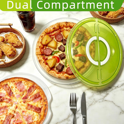 2 Pack 12 Inch Food Storage Container with Lid and Handle, Round Plastic Pizza Slice Storage Container, Reusable Pie Carrier Keeper for Food Cake Cheesecake, Clear