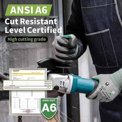 Schwer 12 Pairs A4/A5/A6 Cut Resistant Gloves, Non PFAS CR3088, L
