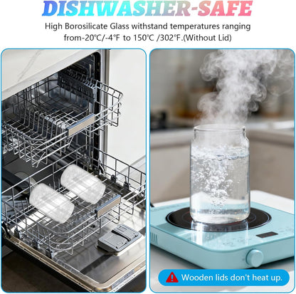 6 pc Glass Spice jars Glass Jars with Screw Lid 5 oz Acacia Wood Glass Herb Sugar Coffee Bean Ground Container Food Storage Canister for Candy Pantry Tea Seasoning Meal Prep Snack (6*150ml(5oz))