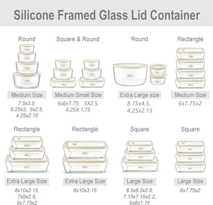 Urban Green Glass Food Container Set with Glass Lid, 3 Pack, Food Storage Containers Set, Airtight, LeakProof, 100% Plastic Free, Meal Prep Containers (White Color)