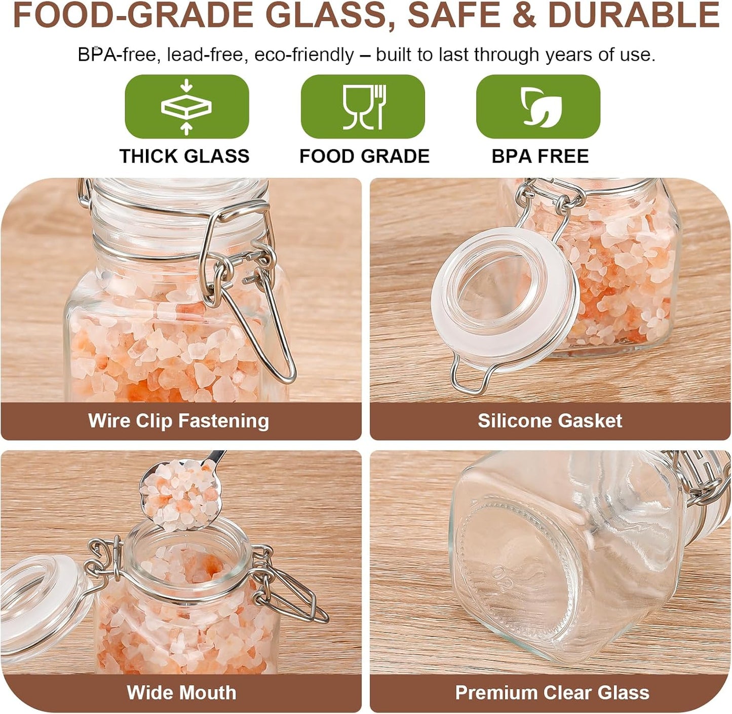 Spice Jars Set of 6, 4 oz Glass Spice Jars with Airtight Lids and Labels, Small Seasoning Jars for Spices, Herbs, Kitchen Spice Organizer