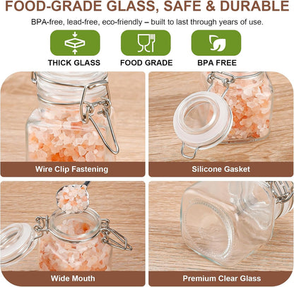 Spice Jars Set of 6, 4 oz Glass Spice Jars with Airtight Lids and Labels, Small Seasoning Jars for Spices, Herbs, Kitchen Spice Organizer