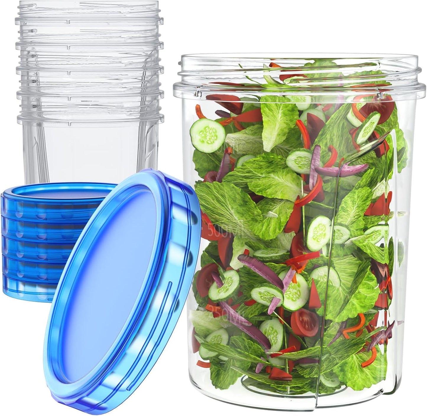 Freezer Storage Containers, [6 Pack-16 Oz] Airtight Plastic Food Storage Containers with Twist Top Lids, Soup, Meal Prep Containers | BPA Free | Stackable | Leakproof | Microwave/Dishwasher Safe