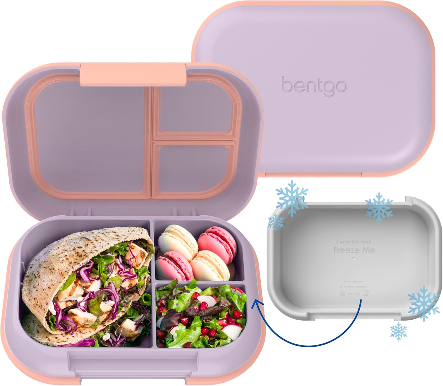 Bentgo Chill Max Leak-Proof XL Lunch Box - Included Ice Pack Keeps Food Cold; 5-Cup Capacity for Adults & Ages 8+, 3 or 4 Compartment Bento Box, BPA-Free, Dishwasher Safe (Bone & Glacier Blue)