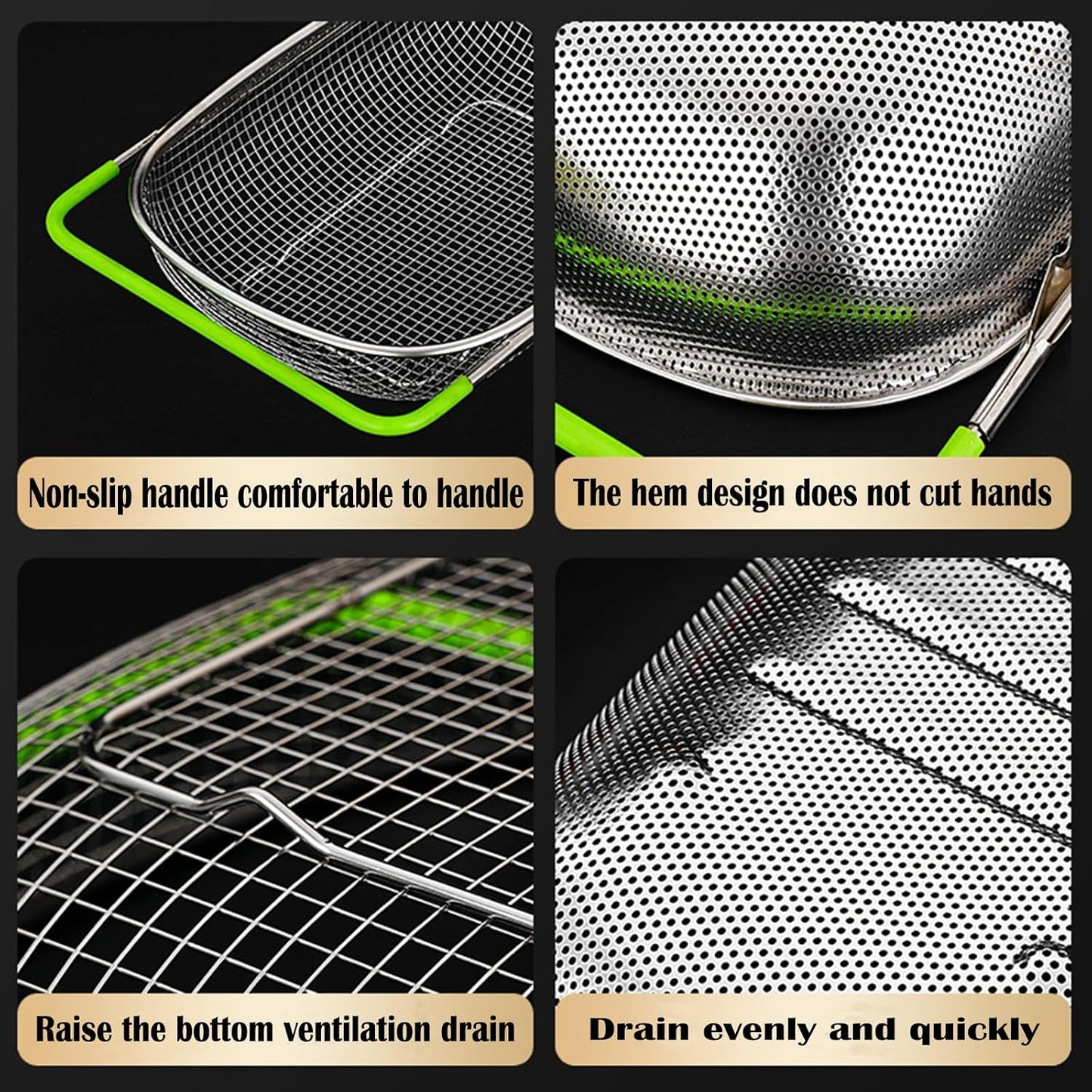 TENTA TENTA KITCHEN Premium Quality Over The Sink Stainless Steel Oval Small Colander with Fine Mesh 2.5 Quart Strainer Basket & Expandable Rubber Grip Handles-Strain,Drain,Rinse Fruits,Vegetables