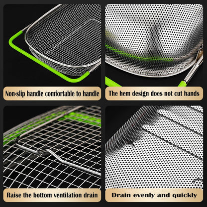 TENTA TENTA KITCHEN Premium Quality Over The Sink Stainless Steel Oval Small Colander with Fine Mesh 2.5 Quart Strainer Basket & Expandable Rubber Grip Handles-Strain,Drain,Rinse Fruits,Vegetables