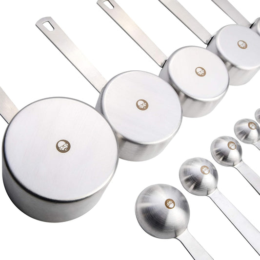 Babish 10-Piece Stainless Steel Measuring Cups and Spoons Set – Heavy-Duty, Rust-Resistant Baking and Cooking Measurement Tools