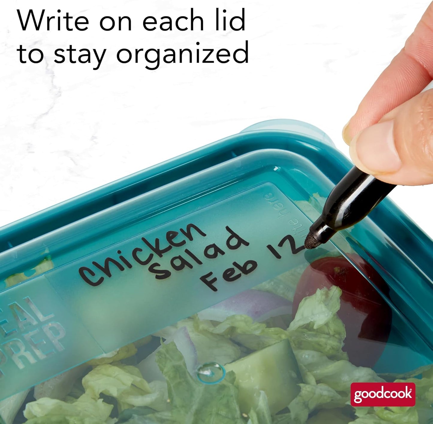 GoodCook Meal Prep Rectangle Two Compartment 20-Piece, Teal, Made without BPA