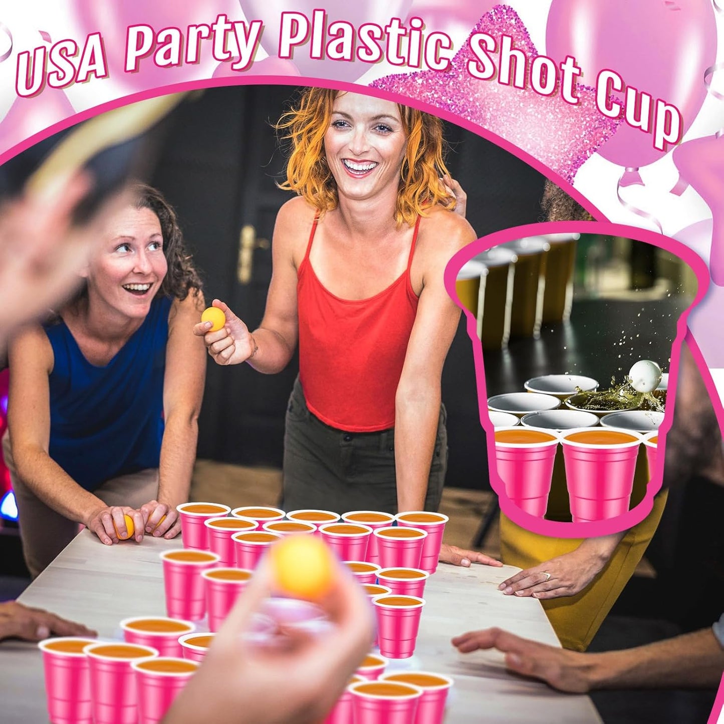 Roshtia 100 Pack 2 oz Plastic Shot Cups, Mini Disposable Shot Glasses 2 oz Wedding Party Cups for Bridal Shower Wedding Party, Beer Taste Serving, Snacks(Black, Gold)