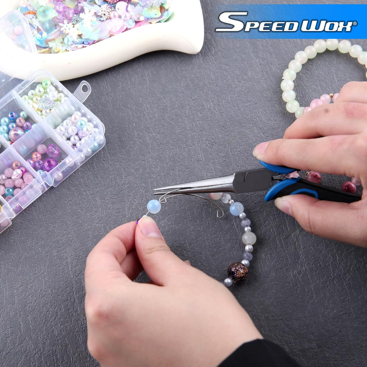 SPEEDWOX Long Reach Bent Needle Nose Pliers With Smooth Jaw Angled Needle Nose Pliers For Jewelry Making Fish Bone Pliers Tweezers Bent Chain Nose Pliers For Wire Bending And Small Object Gripping