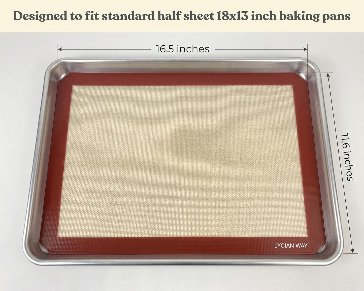 Silicone Pastry Mat with Measurements, 28 x 20 Inch Extra Thick Non-Slip Nonstick XL Baking Mat for Dough Rolling, Kneading, Fondant and Pie, Red
