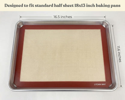 Silicone Pastry Mat with Measurements, 28 x 20 Inch Extra Thick Non-Slip Nonstick XL Baking Mat for Dough Rolling, Kneading, Fondant and Pie, Red