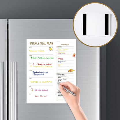 Weekly Meal Planner - Undated Magnetic Notepads with Grocery List, 7" x 9",52 Weeks, Meal Planning Pad for Refrigerator Door with Tear-Off Shopping List, Hanging Food/Menu Organizer Notepad