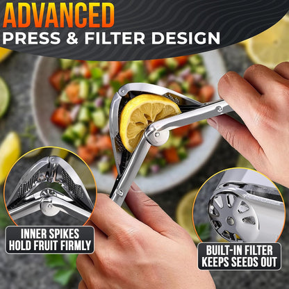 Fold-Flat Heavy Duty Handheld Lemon Squeezer Stainless Steel