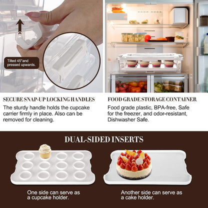 ARC 3-tiers White Cupcake Carrier, Holds up to 36 Cupcakes or 3 Large Cakes
