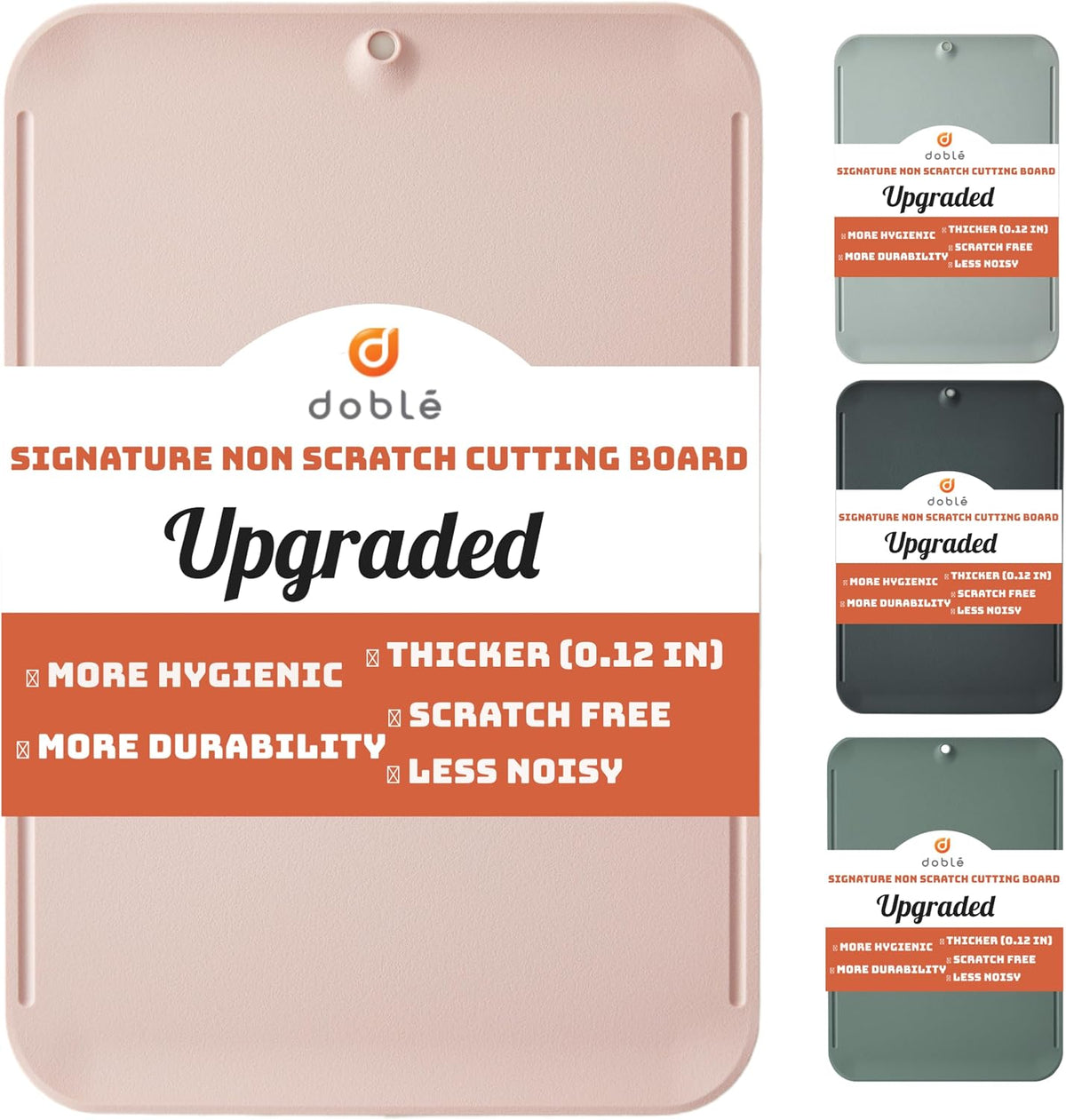 Premium Upgraded doblé Non-Scratch Flexible Cutting Board for Chopping, Scratch Free, Juice Grooves with Easy Grip Handle, Non-Slip Dishwasher Safe for Kitchen 9.3" x 13.7" (Deep Black)