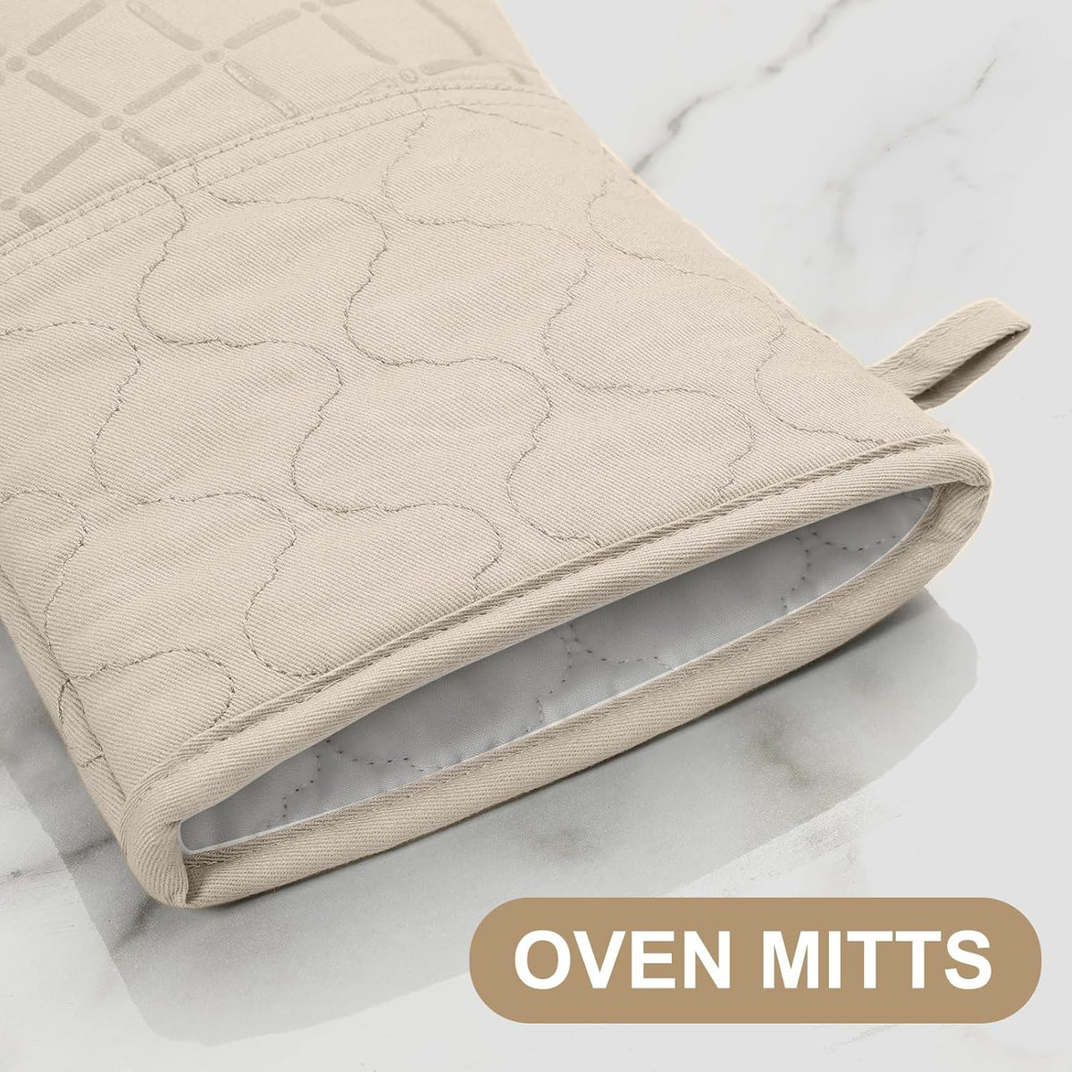 Oven Mitts Kitchen Towels and Dishcloths Pot Holders Sets, Oven Gloves Kitchen Dish Towels 500 Degree Heat Resistant Potholders with Non-Slip Silicone Surface for Cooking, Grilling, Baking-Gray