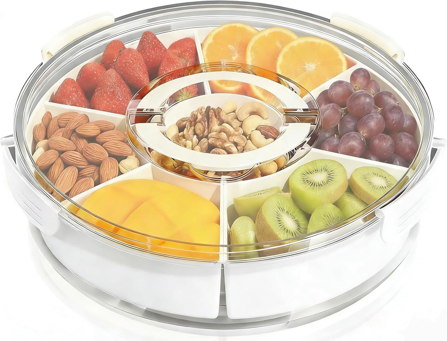 6-Compartment Snackle Snack Bowl with Lid-Microwave & Dishwasher Safe Divided Serving Bowl for Fruit,Veggies & Snacks-Portable Snack Organizer for Picnics,Road Trips & Parties (1 pcs 6 Compartment)