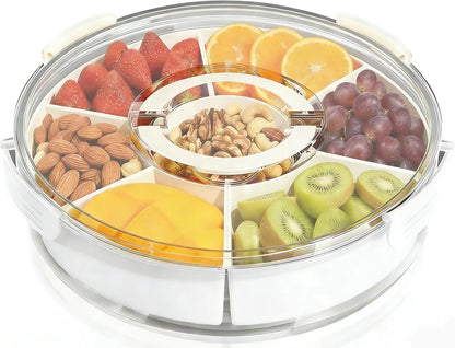 6-Compartment Snackle Snack Bowl with Lid-Microwave & Dishwasher Safe Divided Serving Bowl for Fruit,Veggies & Snacks-Portable Snack Organizer for Picnics,Road Trips & Parties (1 pcs 6 Compartment)