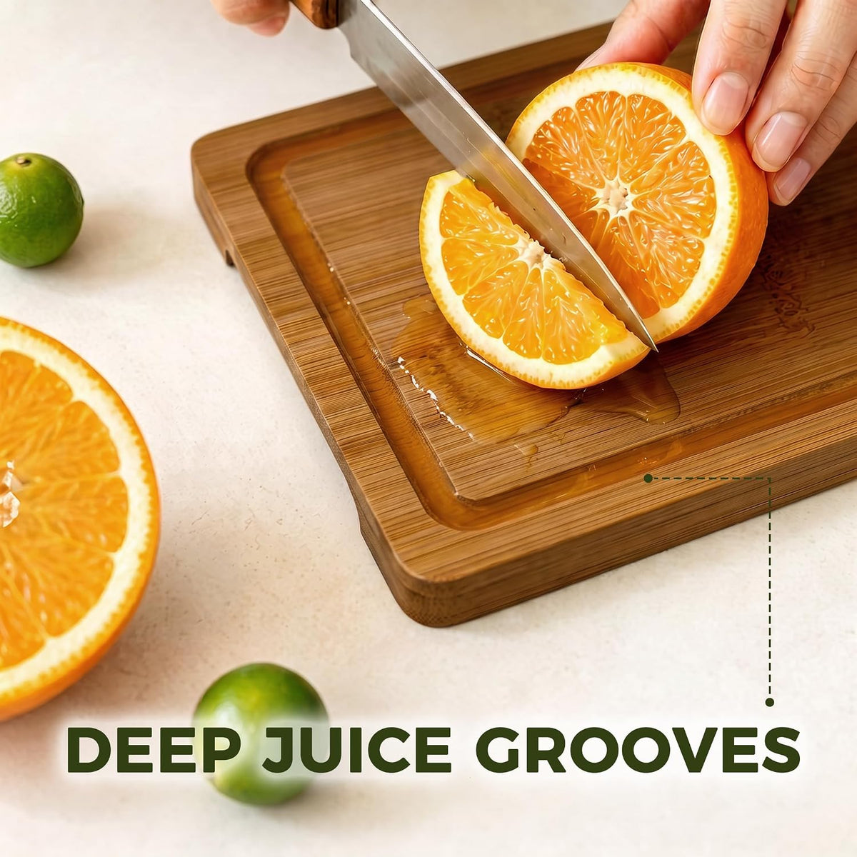 Kikcoin 17"×11" Bamboo Cutting Boards for Kitchen, Knife-Friendly Food Grade Wooden Cutting Boards for Kitchen, Charcuterie, Extra Large Chopping Boards with Deep Juice Groove, Reversible, Natural