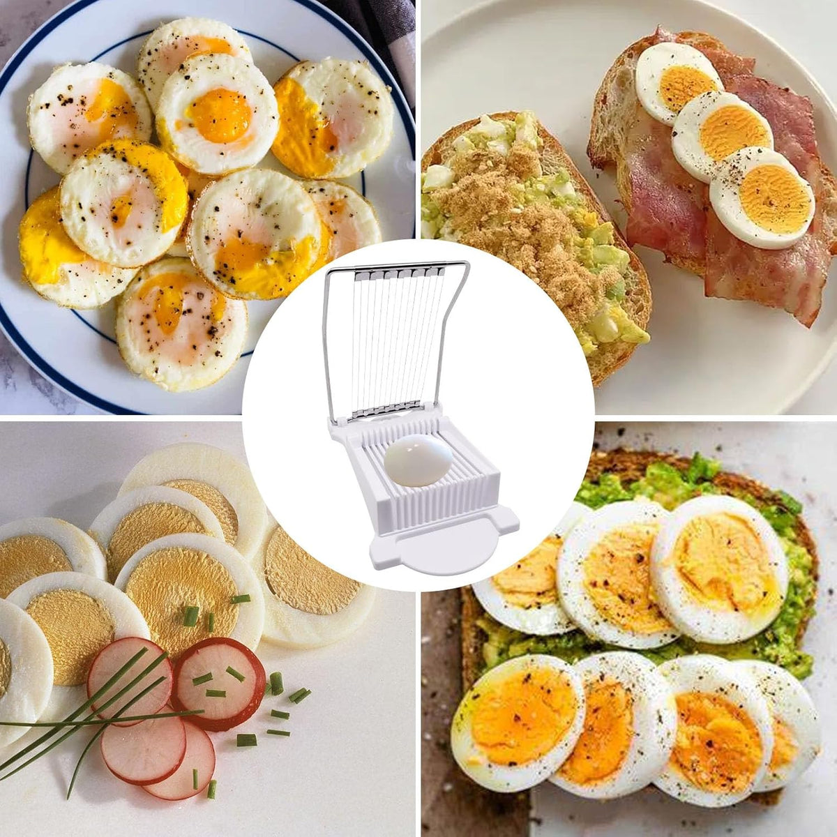 Egg Slicer for Hard Boiled Eggs, Food Slicer with 14 Stainless Steel Wires, Heavy Duty Hard Boiled Egg Cutter, Spam Slicer for Soft Fruit Strawberry Luncheon Meat Home Use (1Pcs, Yellow)