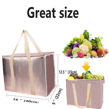 musbus 2-Pack, XL-Large Insulated Grocery Shopping Bags, Black, Reusable Bag,Thermal Zipper,Collapsible,Tote,Cooler,Food Transport hot and Cold,Camping