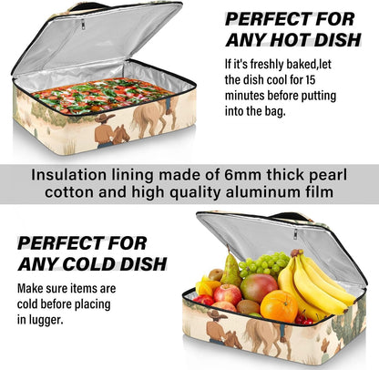 Casserole Carriers for Hot or Cold Food Reusable Casserole Dish Carrier Insulated Thermal Large Capacity Durable Perfect for Party Camping Family Gatherings Yellow Fish - Colors A